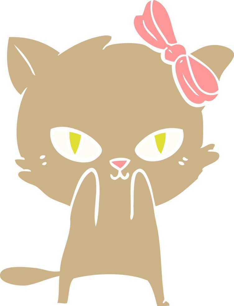 cute flat color style cartoon cat vector