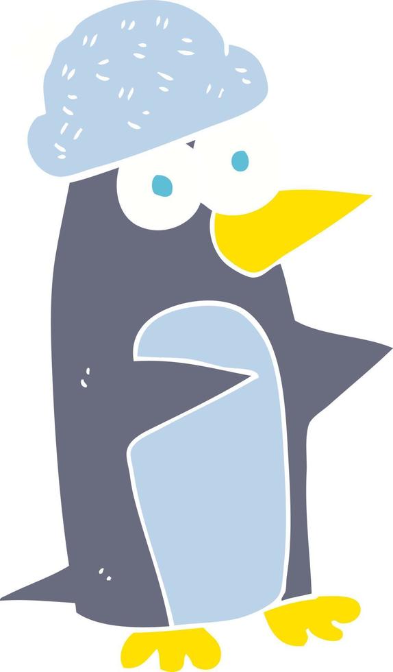ilustración de color plano de un pingüino de dibujos animados vector