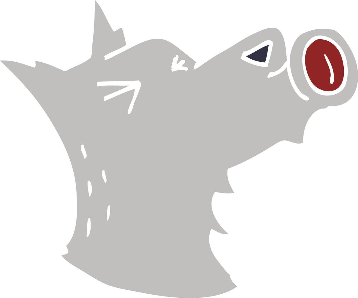 cartoon doodle howling wolf vector