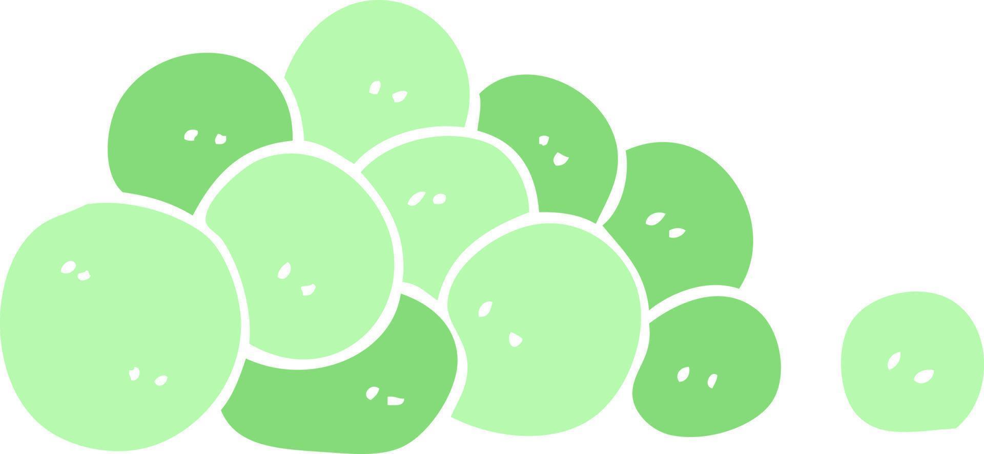 flat color illustration of a cartoon peas vector