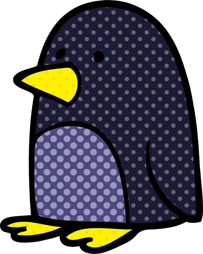 caricatura, garabato, navidad, pingüino vector