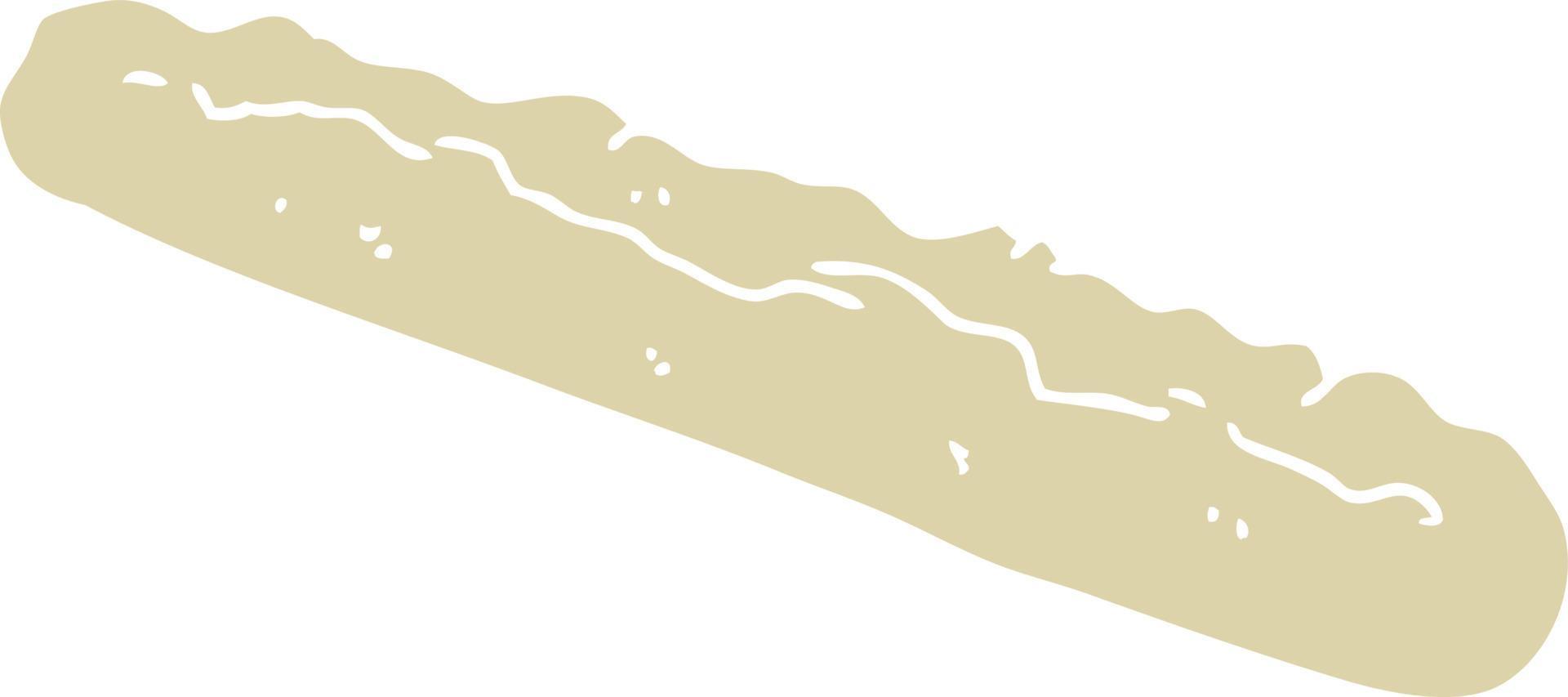 flat color illustration of a cartoon baguette vector