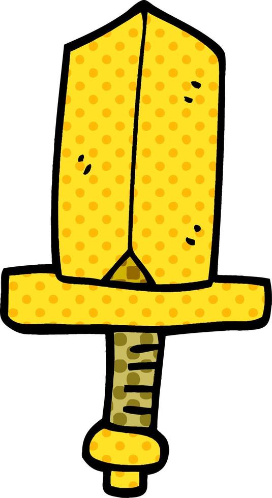 cartoon doodle gold dagger vector