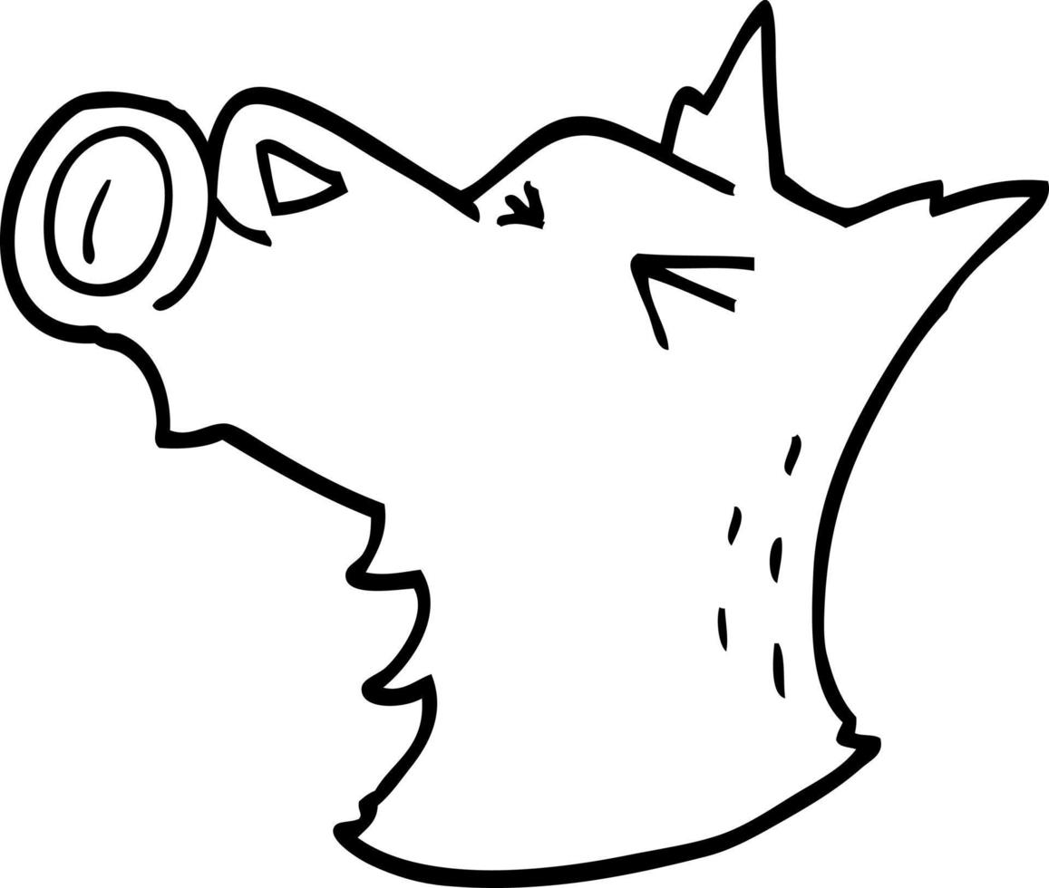 line drawing cartoon howling dog vector
