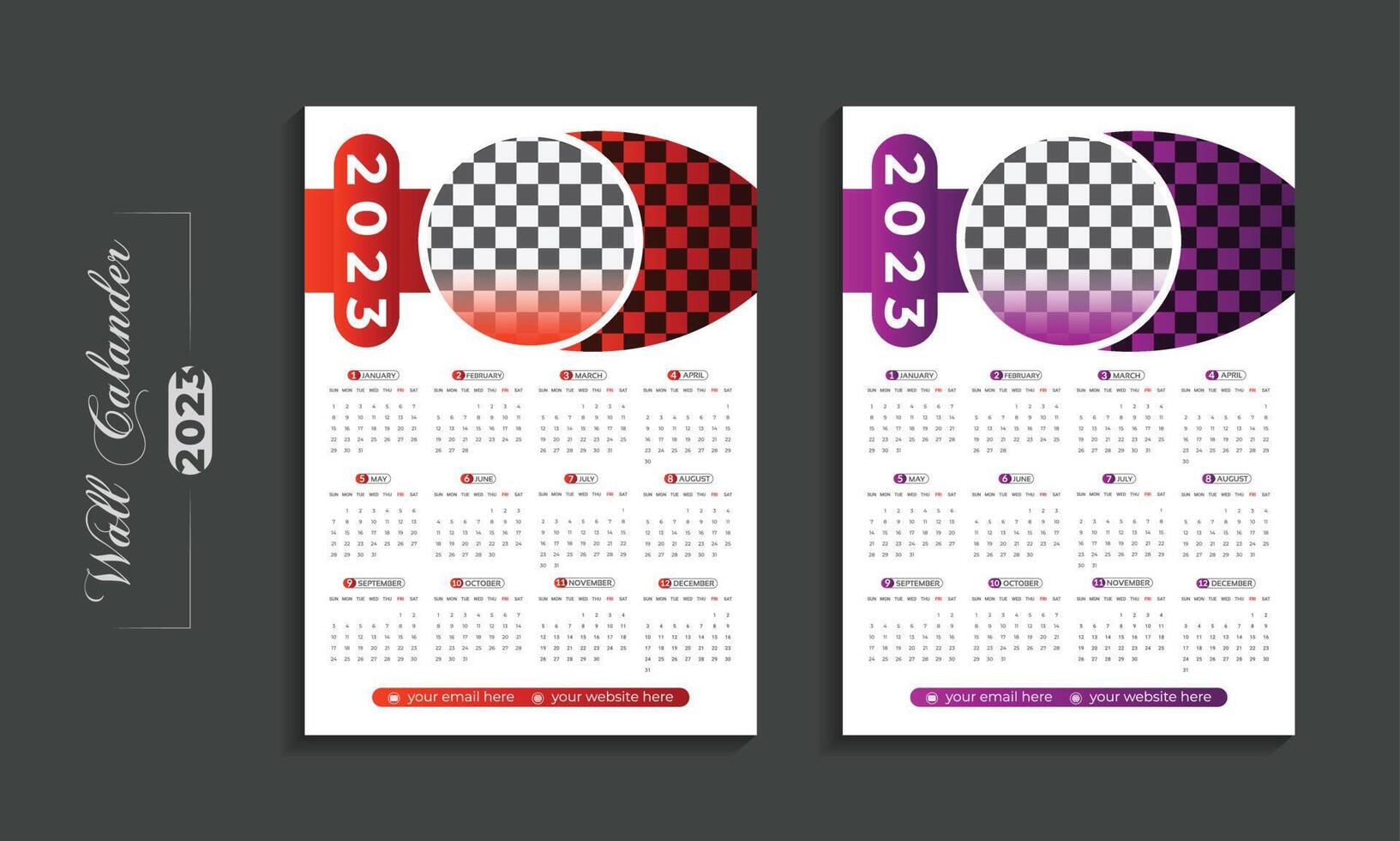 Plantilla de diseño de calendario de pared moderno 2023 para el nuevo año vector