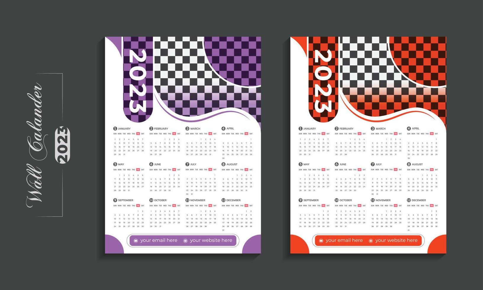 Plantilla de diseño de calendario de pared moderno 2023 para el nuevo año vector