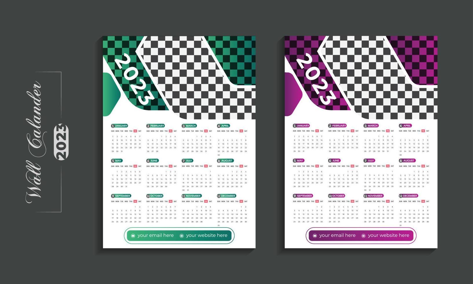 Plantilla de diseño de calendario de pared moderno 2023 para el nuevo año vector