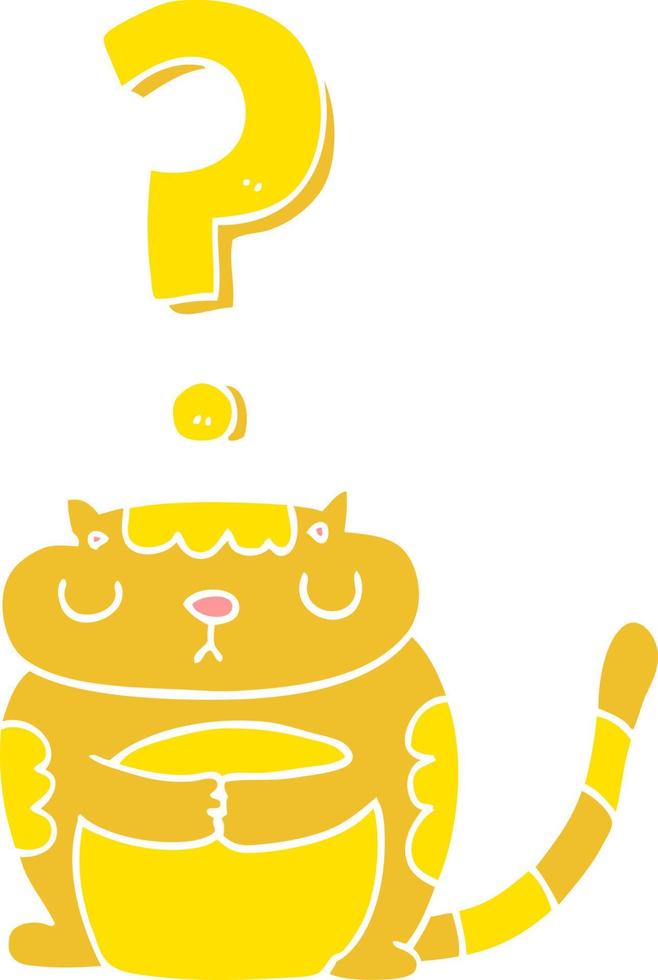 flat color style cartoon cat with question mark vector