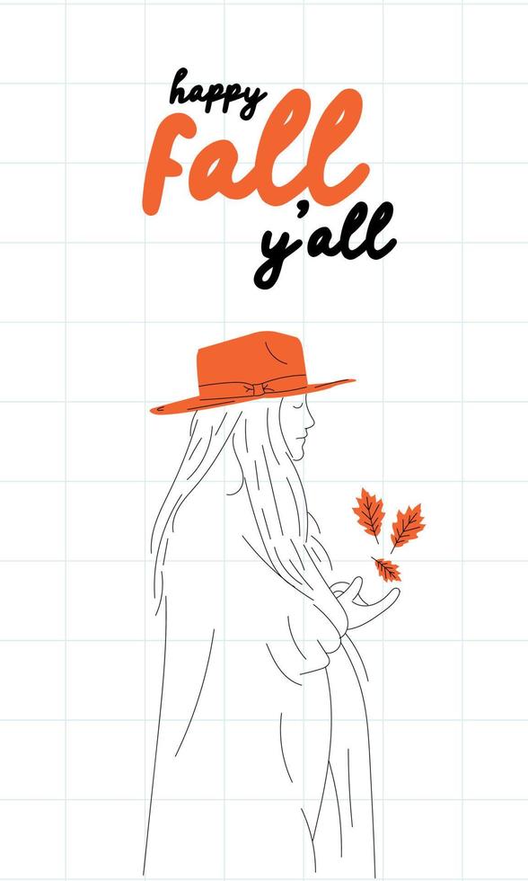 happy fall y'all vector line art