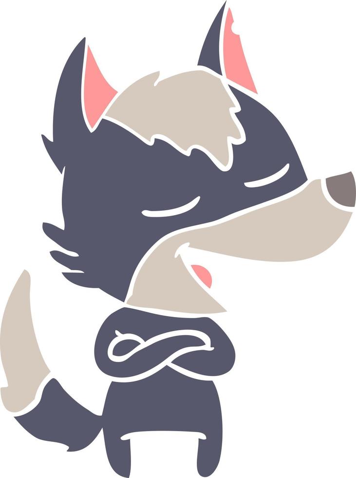 flat color style cartoon wolf laughing vector