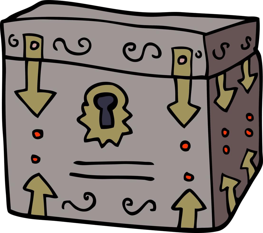 cartoon doodle magical chest vector