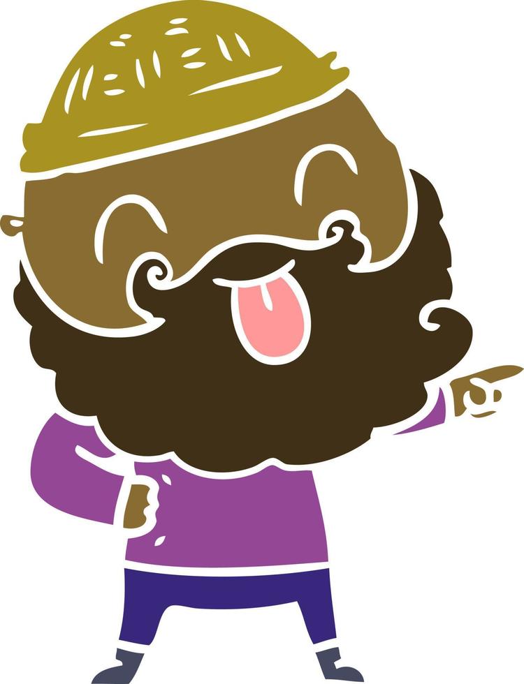 man with beard sticking out tongue vector
