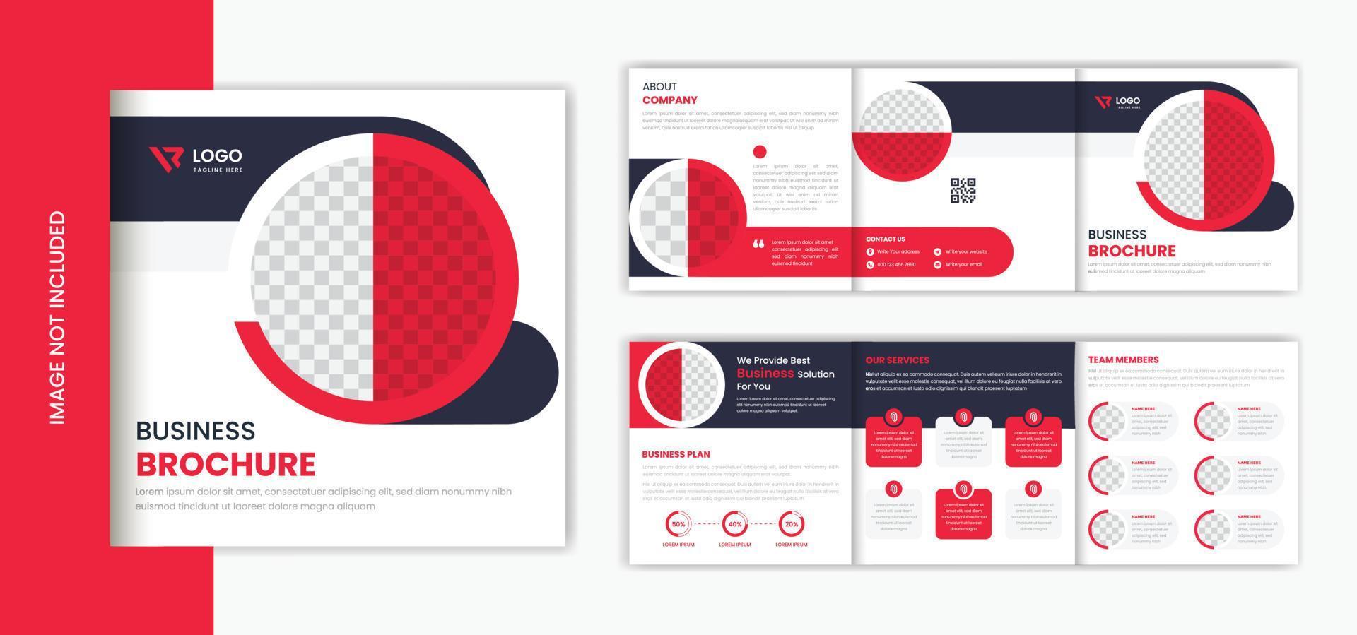 Red creative corporate square trifold brochure design vector