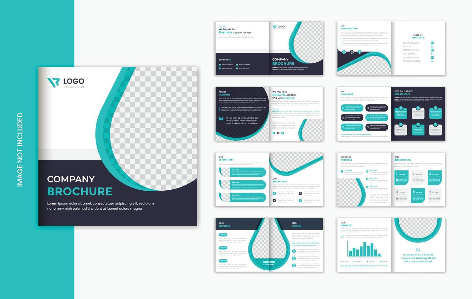 Corporate square 16 pages brochure design, company profile brochure vector