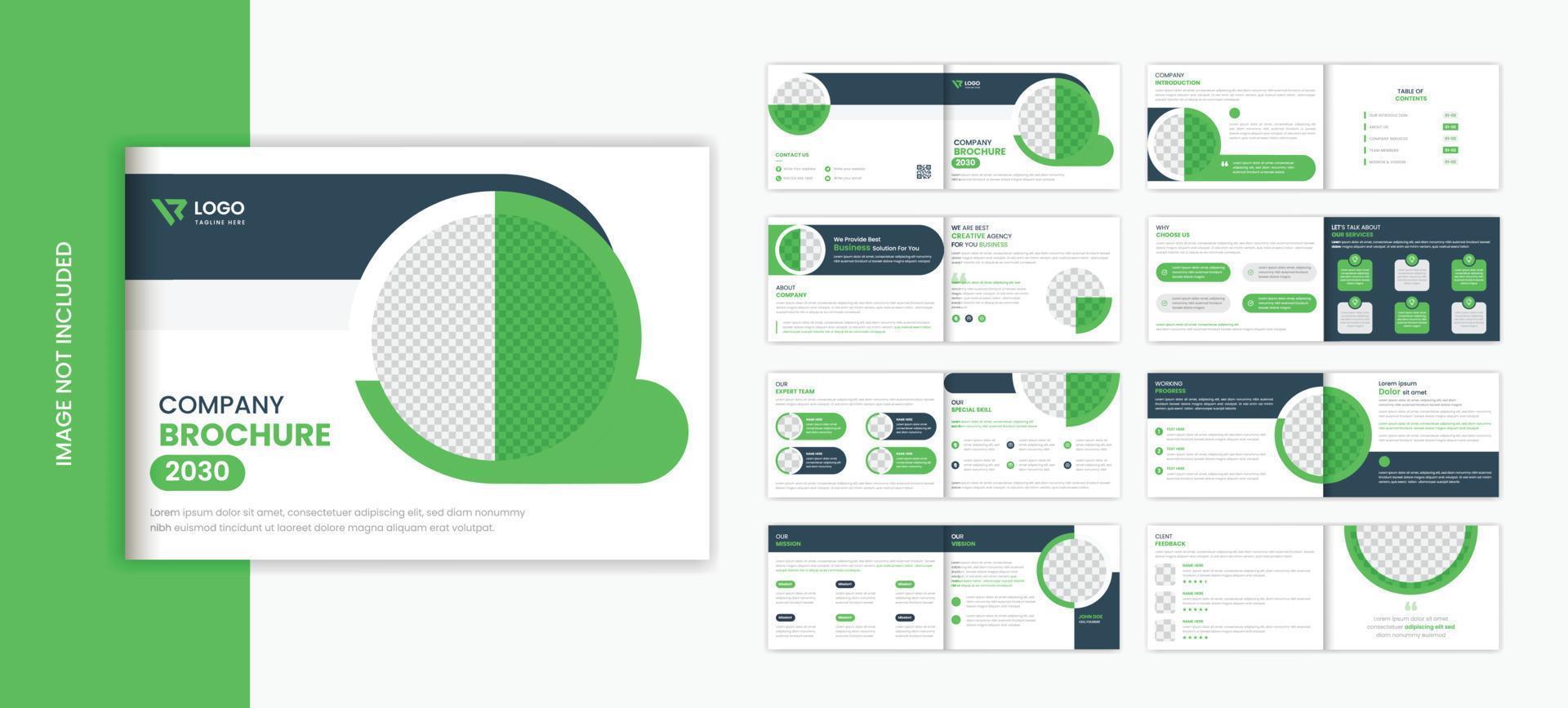 Landscape corporate brochure design template, business brochure 16 pages vector