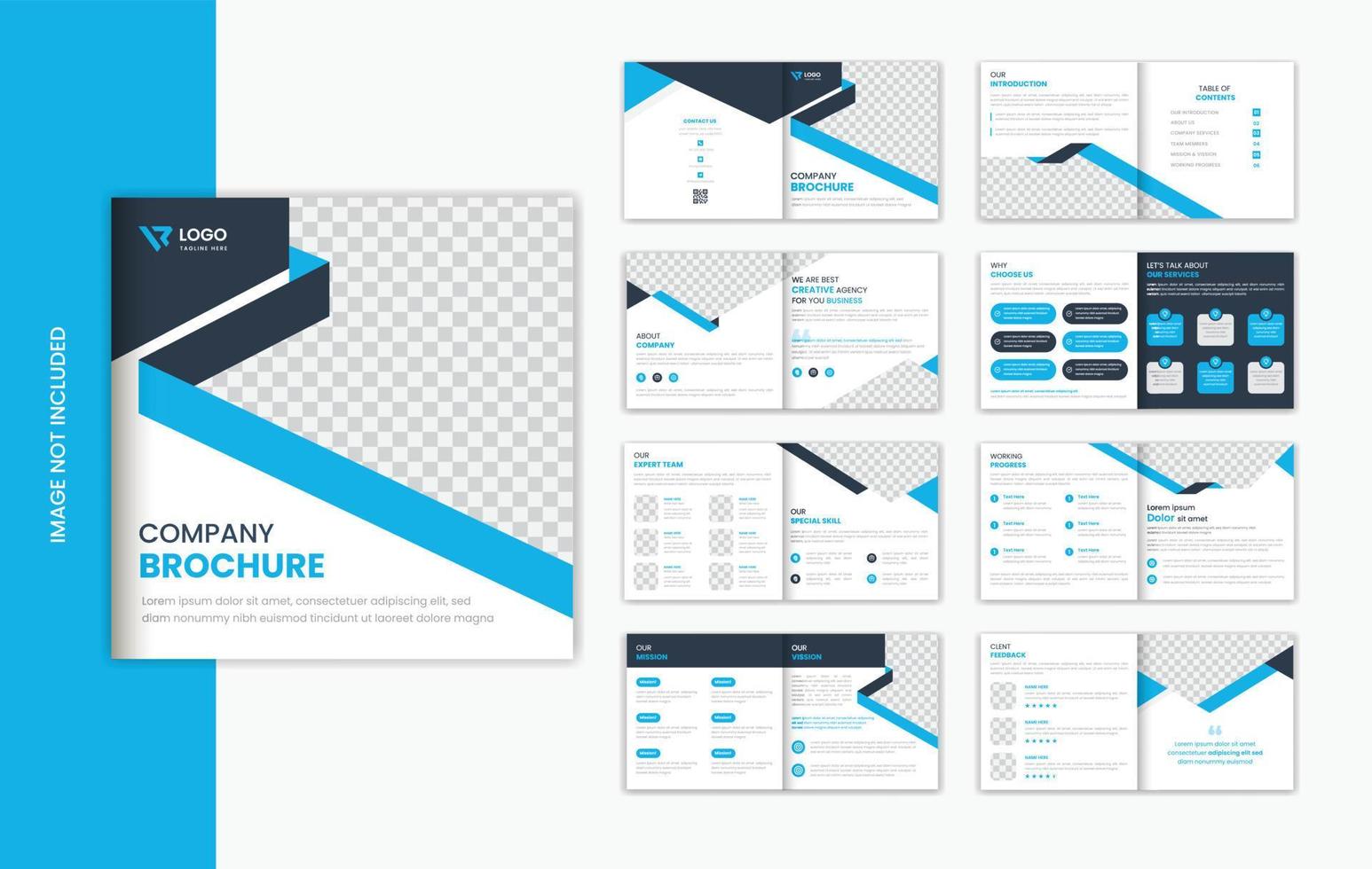 Corporate square 16 pages brochure design template, company profile vector