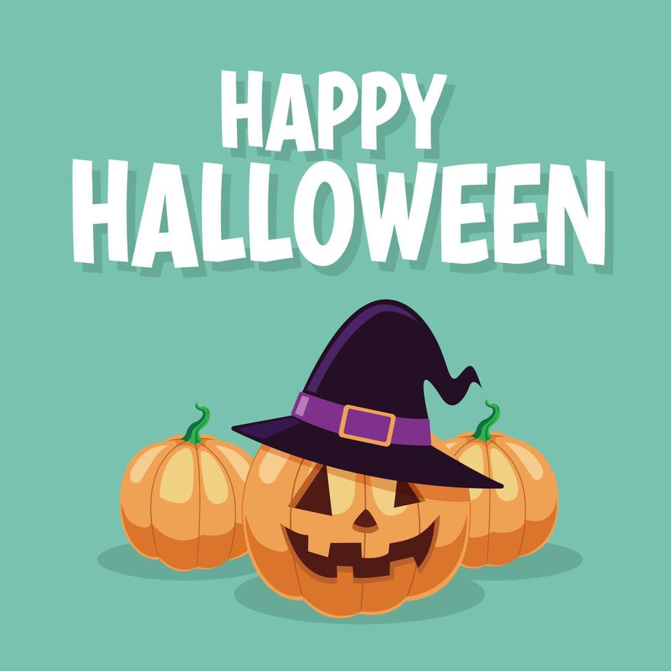 Happy Halloween with pumpkins background vector illustration