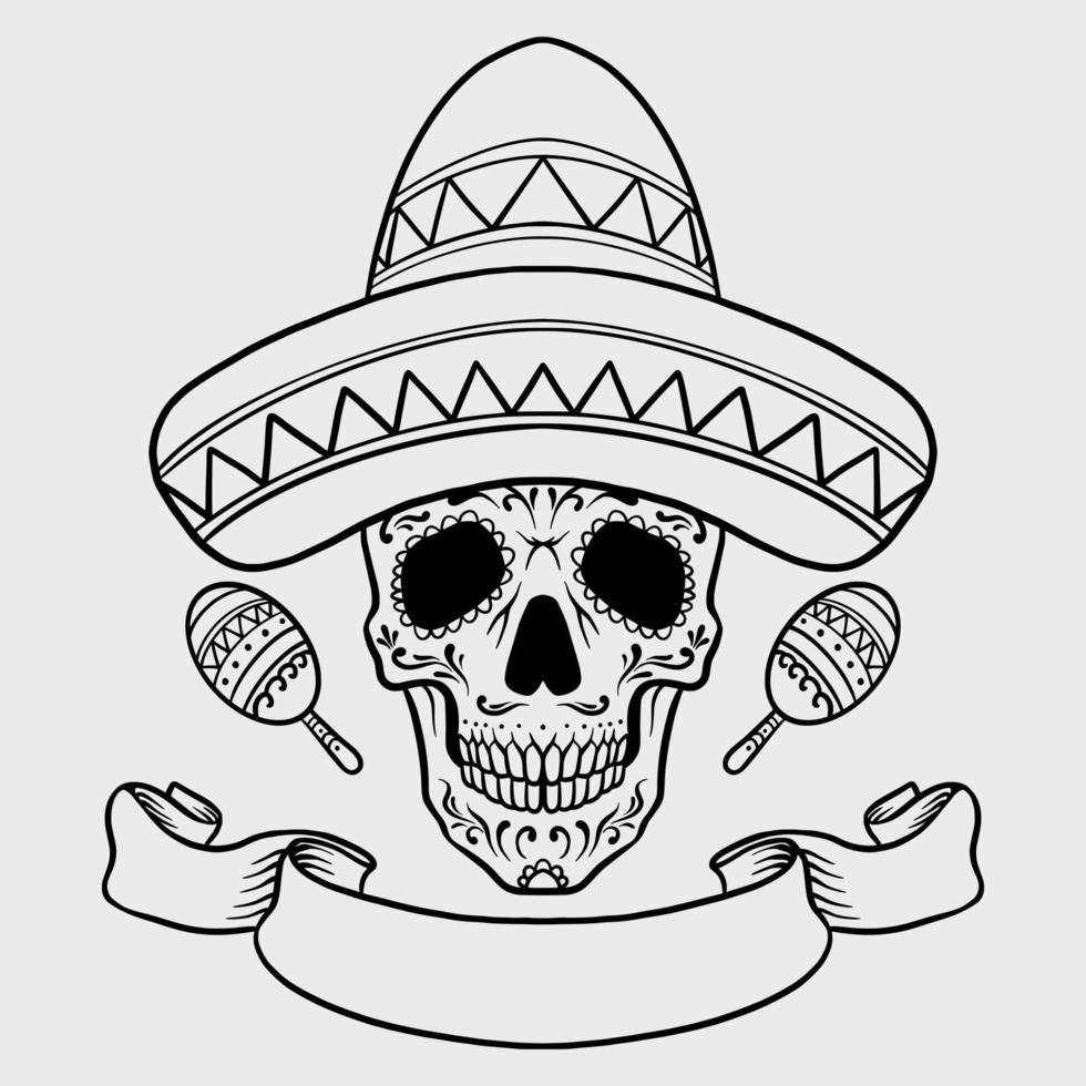 Mexican sugar skull with banner vector