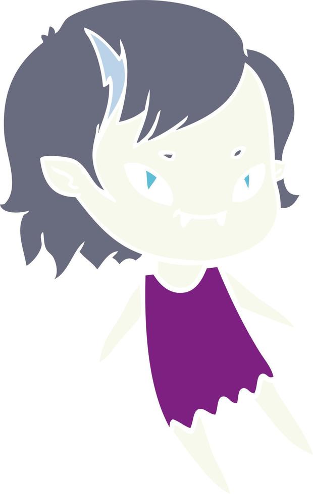 chica vampiro amigable de dibujos animados de estilo de color plano vector