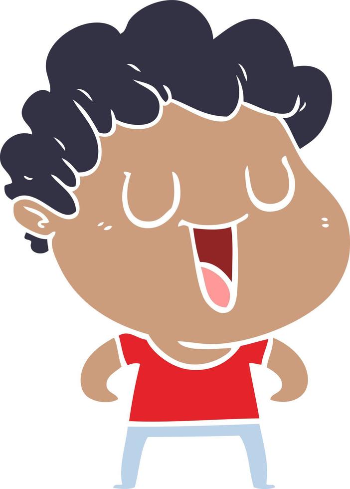 laughing flat color style cartoon man vector