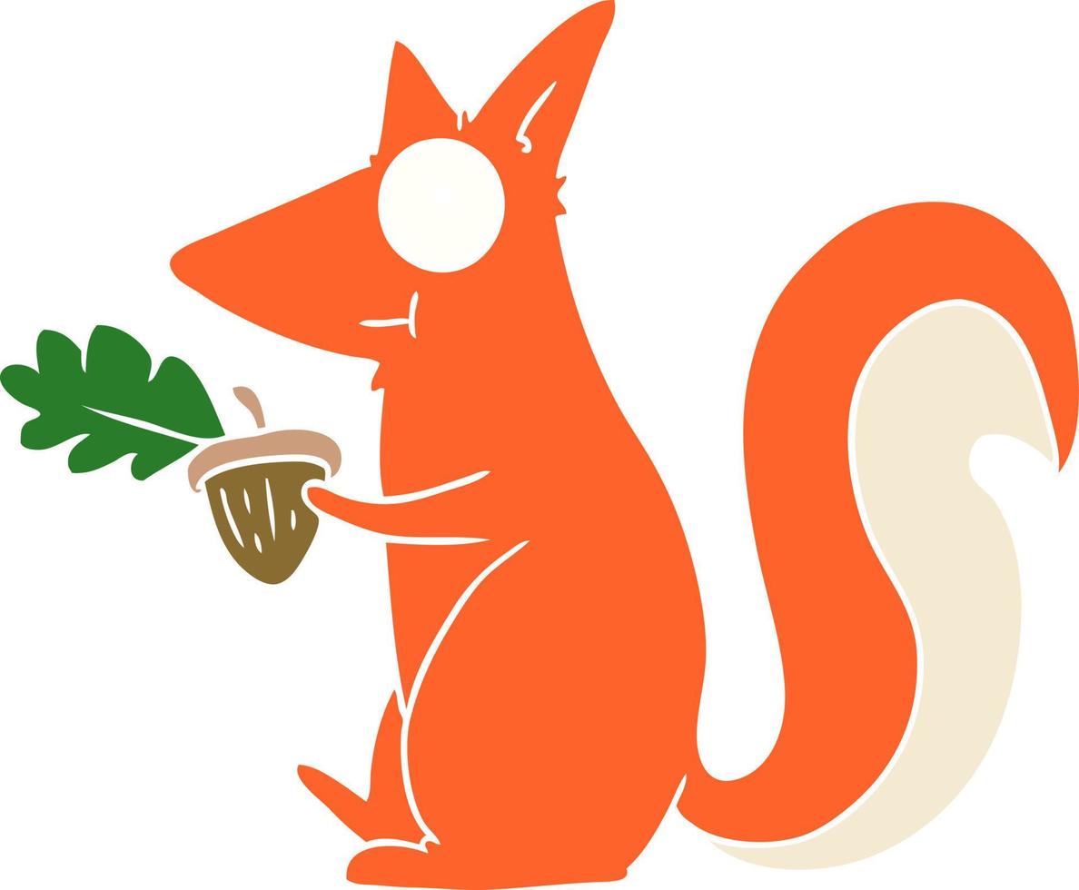 flat color style cartoon squirrel with acorn vector