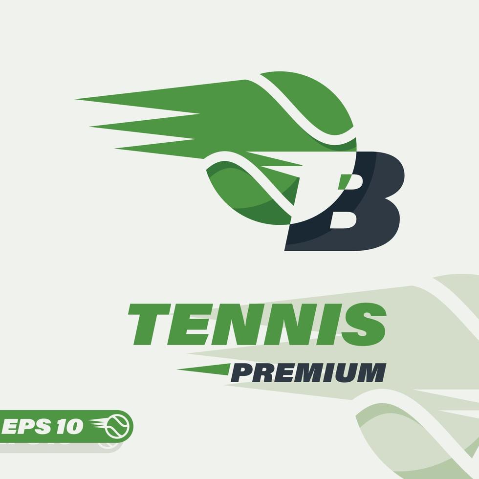 pelota de tenis alfabeto b logo vector