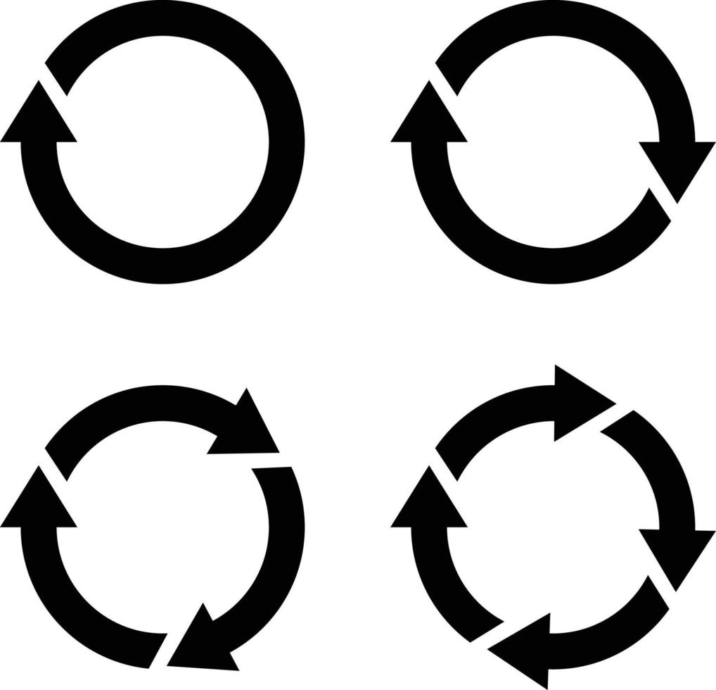 las flechas circulares establecen aislar sobre fondo blanco. vector