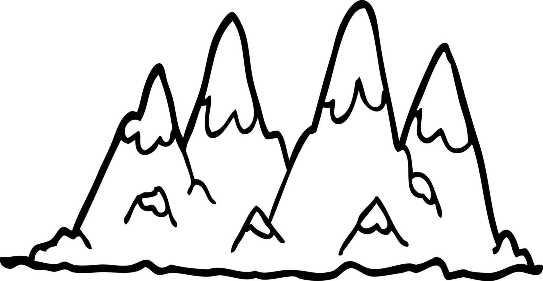 line drawing cartoon mountain range vector