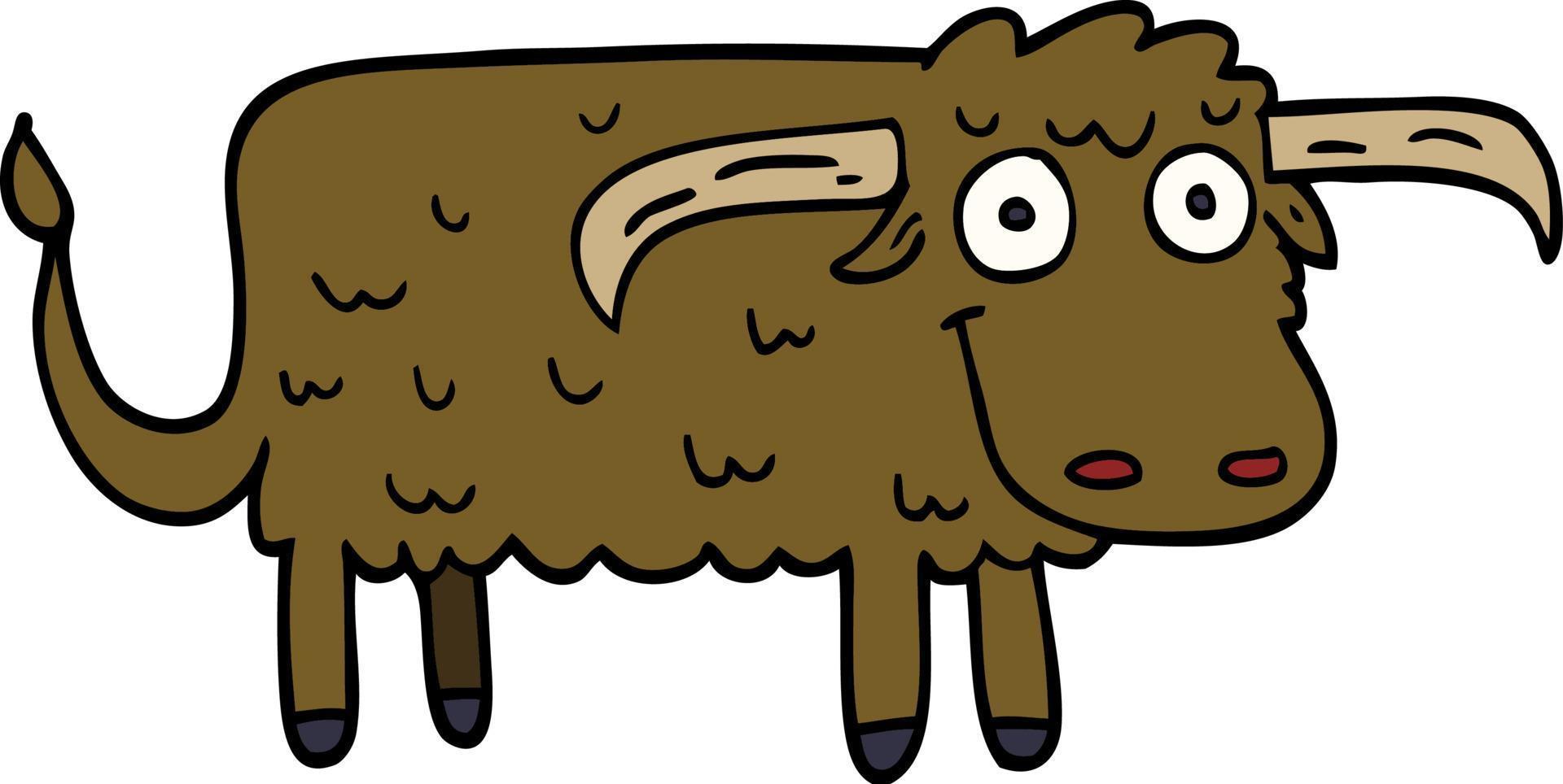 cartoon doodle hairy cow vector