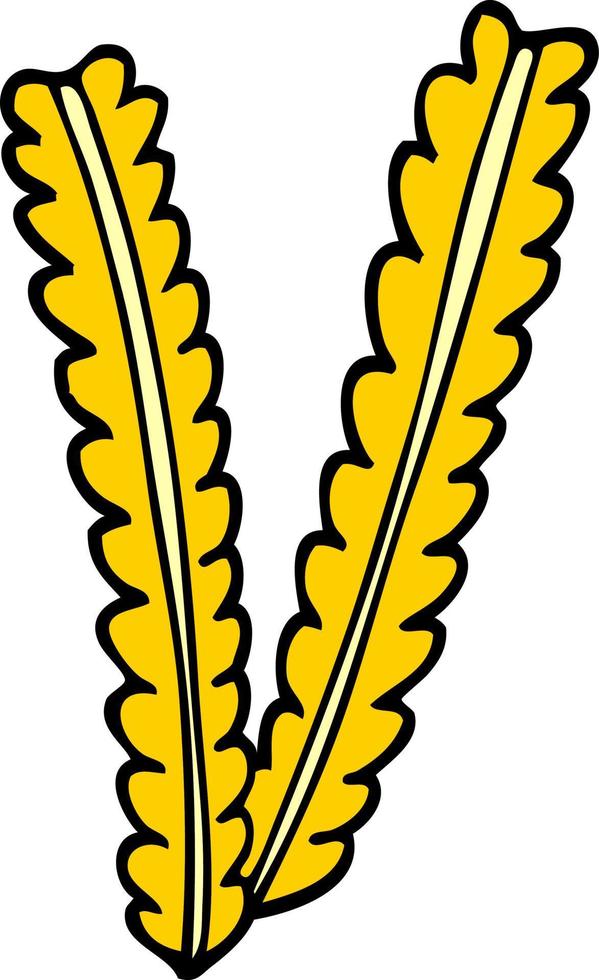 cartoon doodle strands of wheat vector