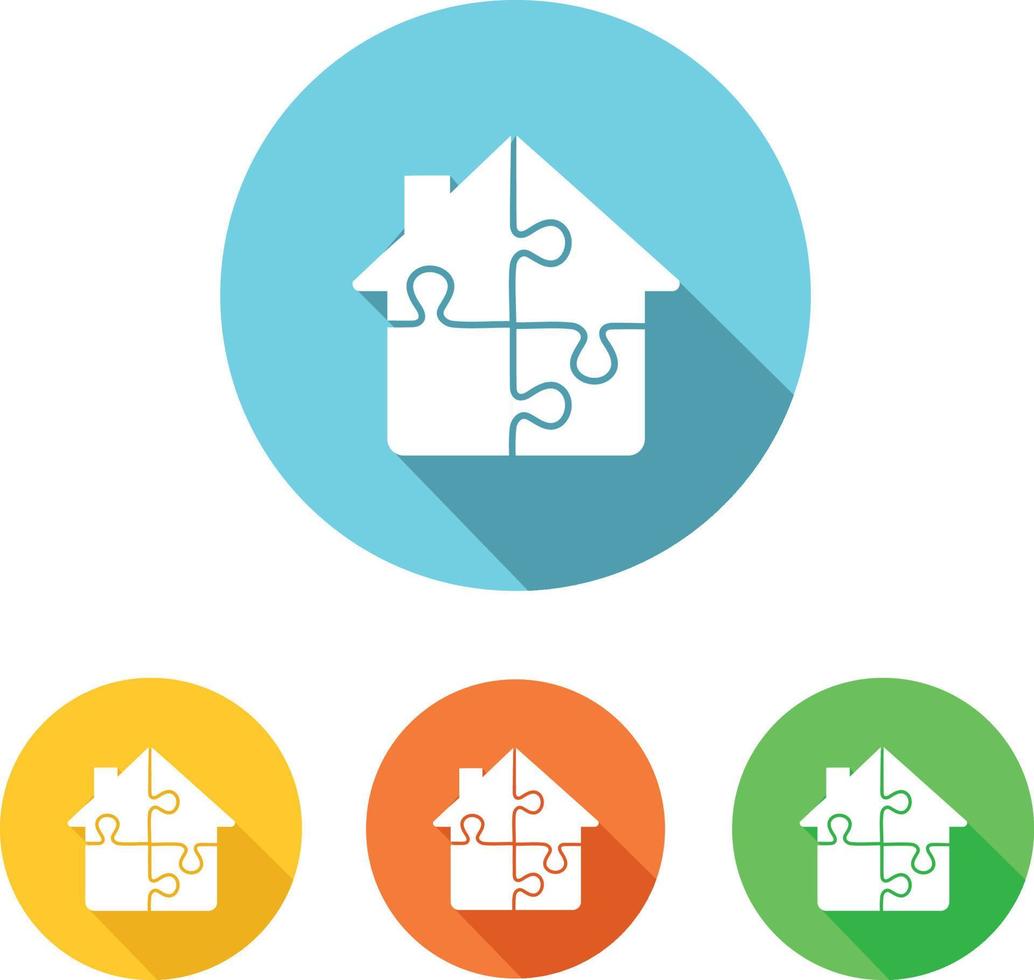 set of Puzzle house on white background. vector