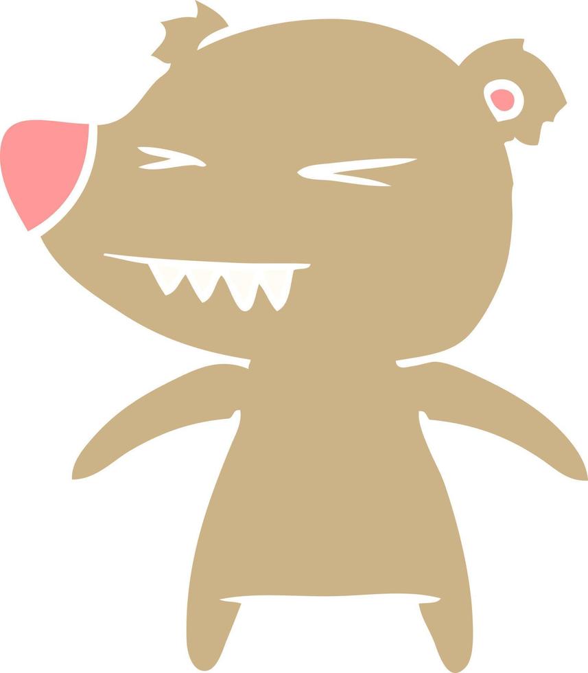 angry bear flat color style cartoon vector