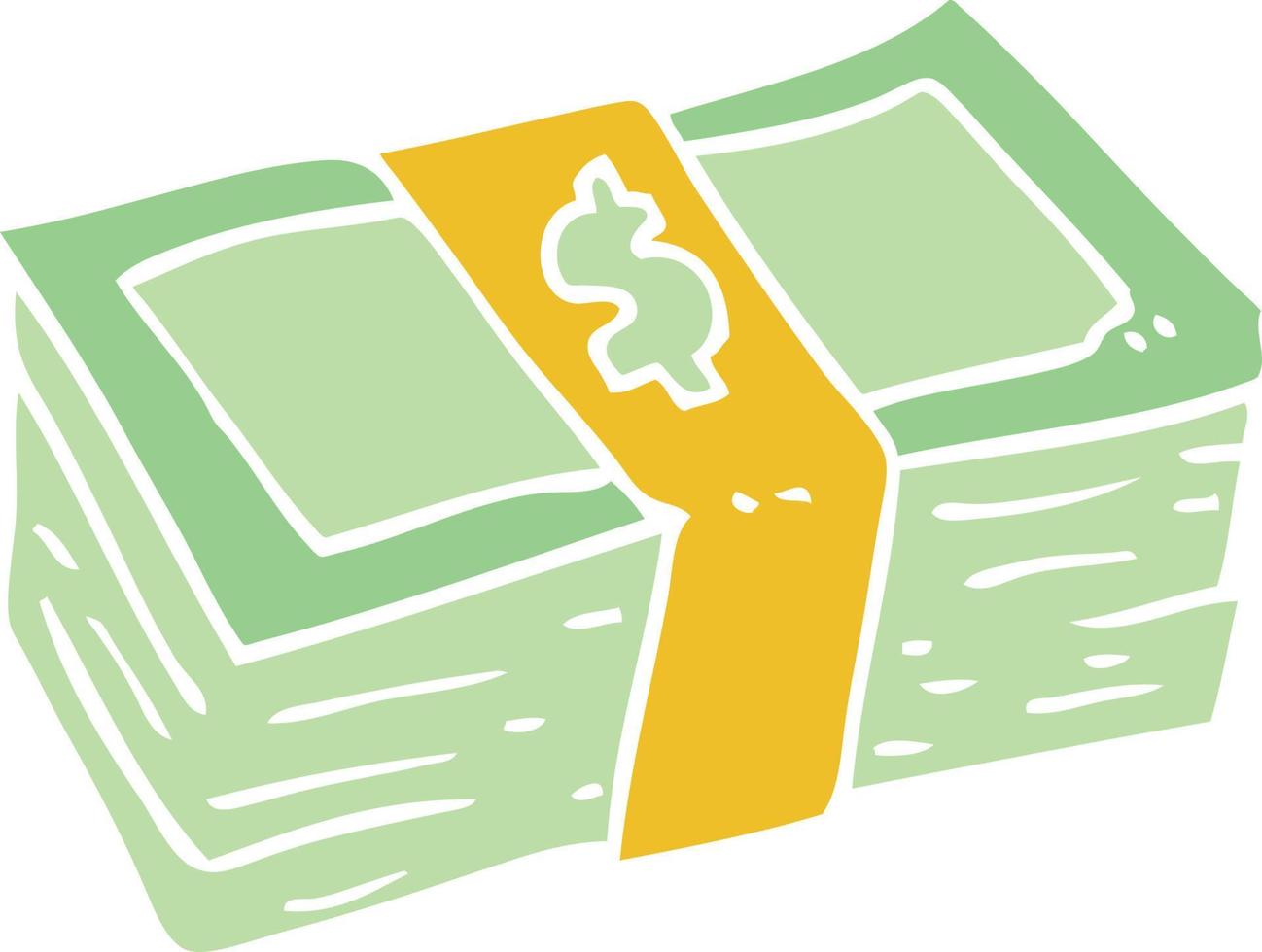 flat color style cartoon stack of cash vector