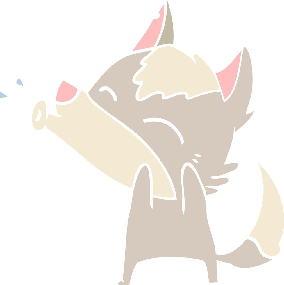 howling wolf flat color style cartoon vector