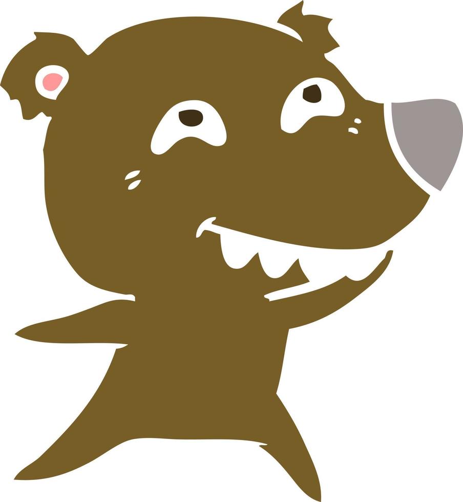 flat color style cartoon bear showing teeth vector