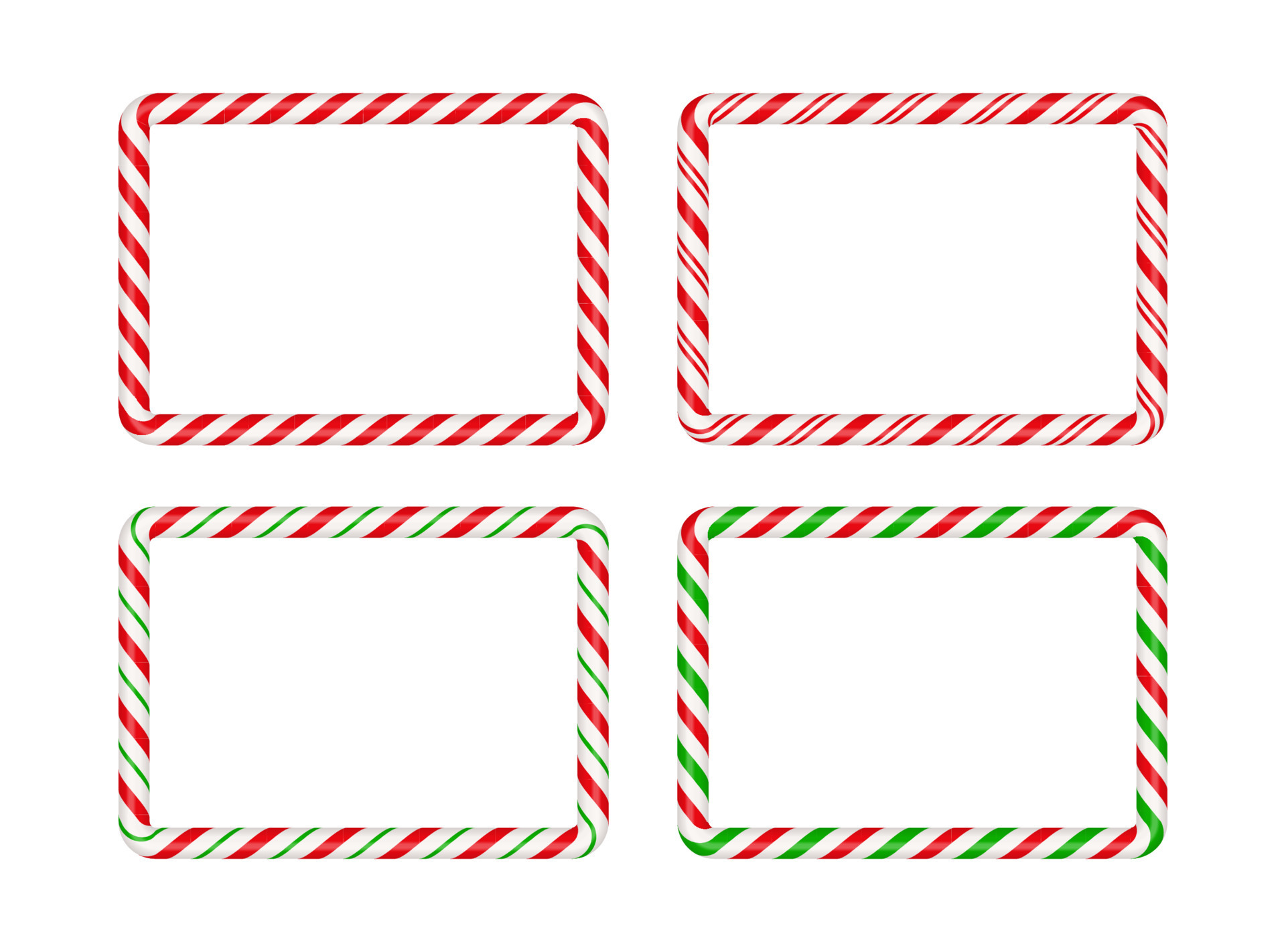 Christmas Candy Cane Rectangle Frame With Red And Green Stripe Xmas