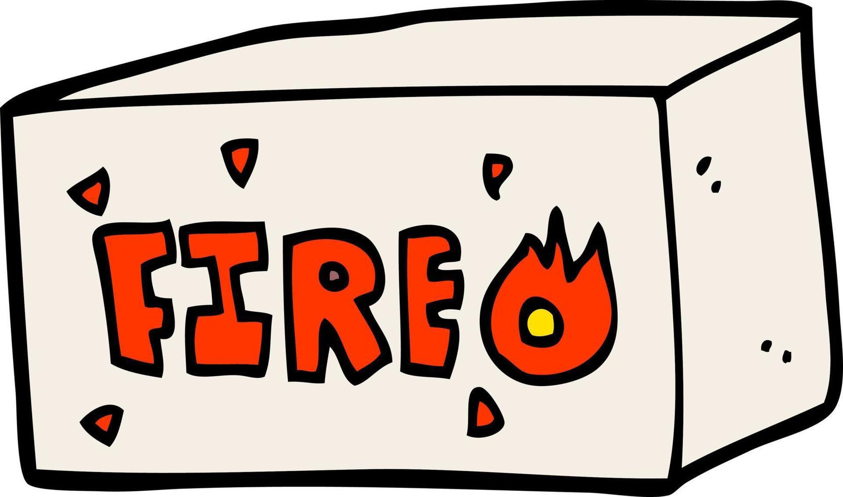 cartoon doodle emergency fire sign vector