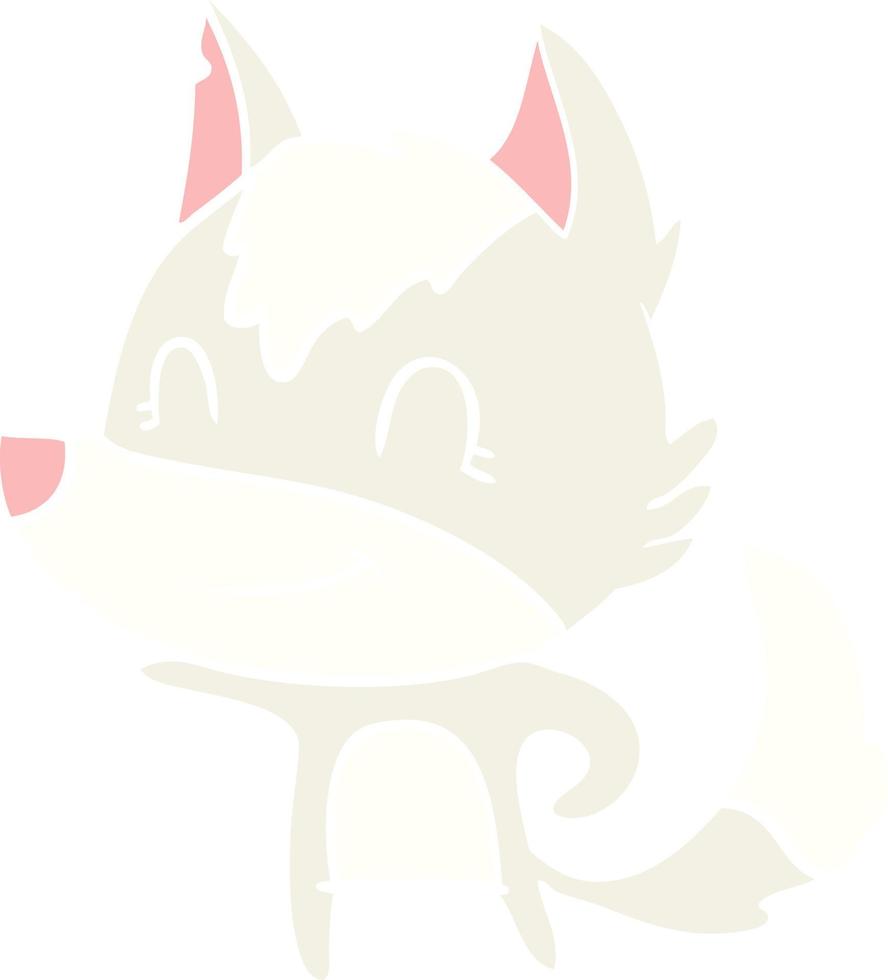 friendly flat color style cartoon wolf vector