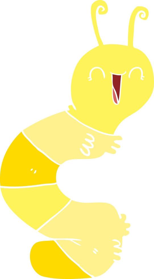 flat color style cartoon happy caterpillar vector