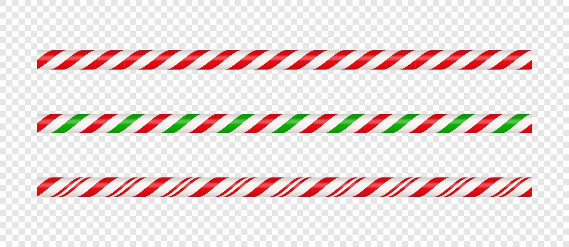 Christmas candy cane straight line border with red and green striped