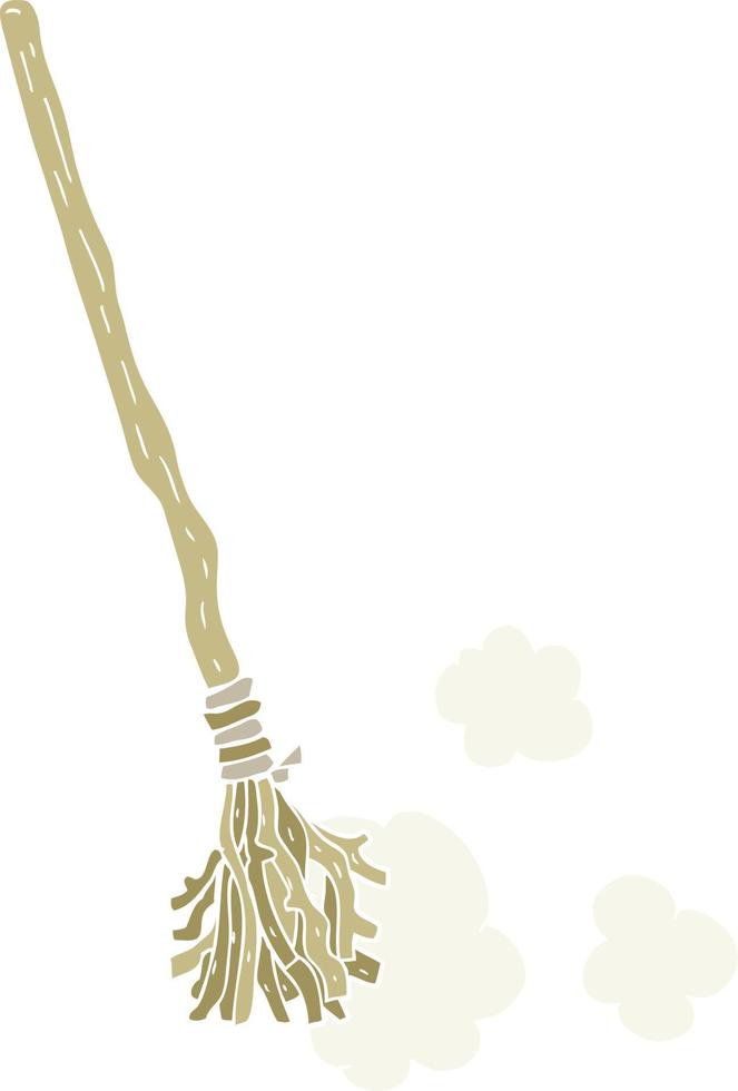 flat color illustration of a cartoon witch's broom vector