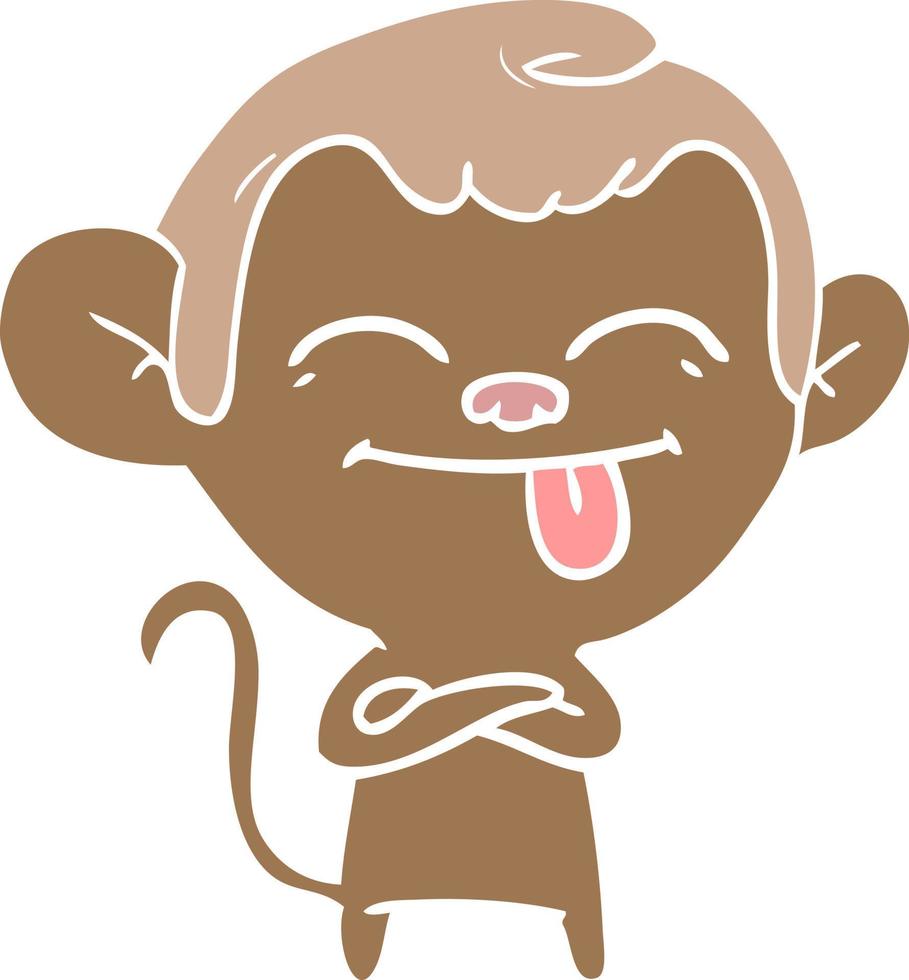 funny flat color style cartoon monkey vector