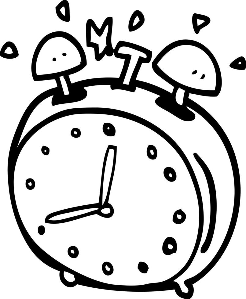 line drawing cartoon alarm clock vector