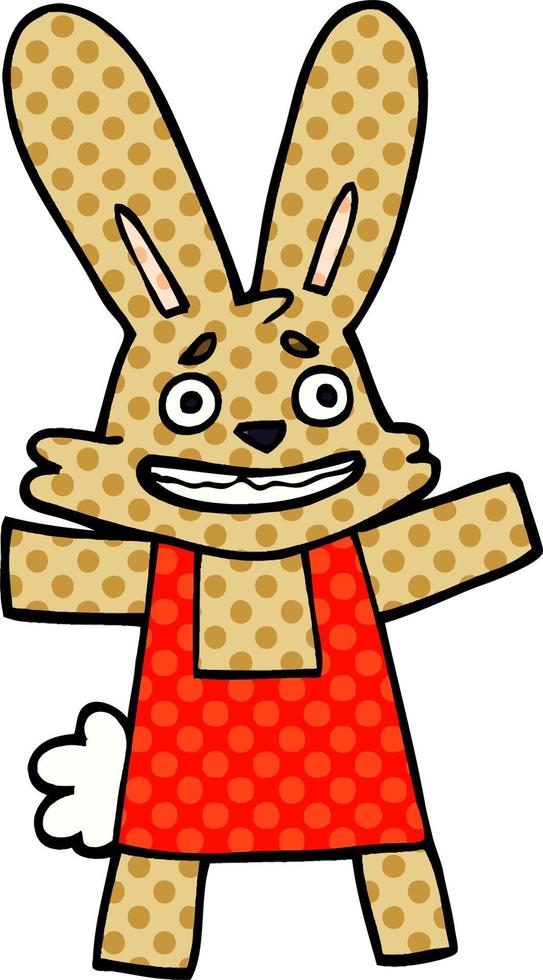 cartoon doodle scared looking rabbit vector