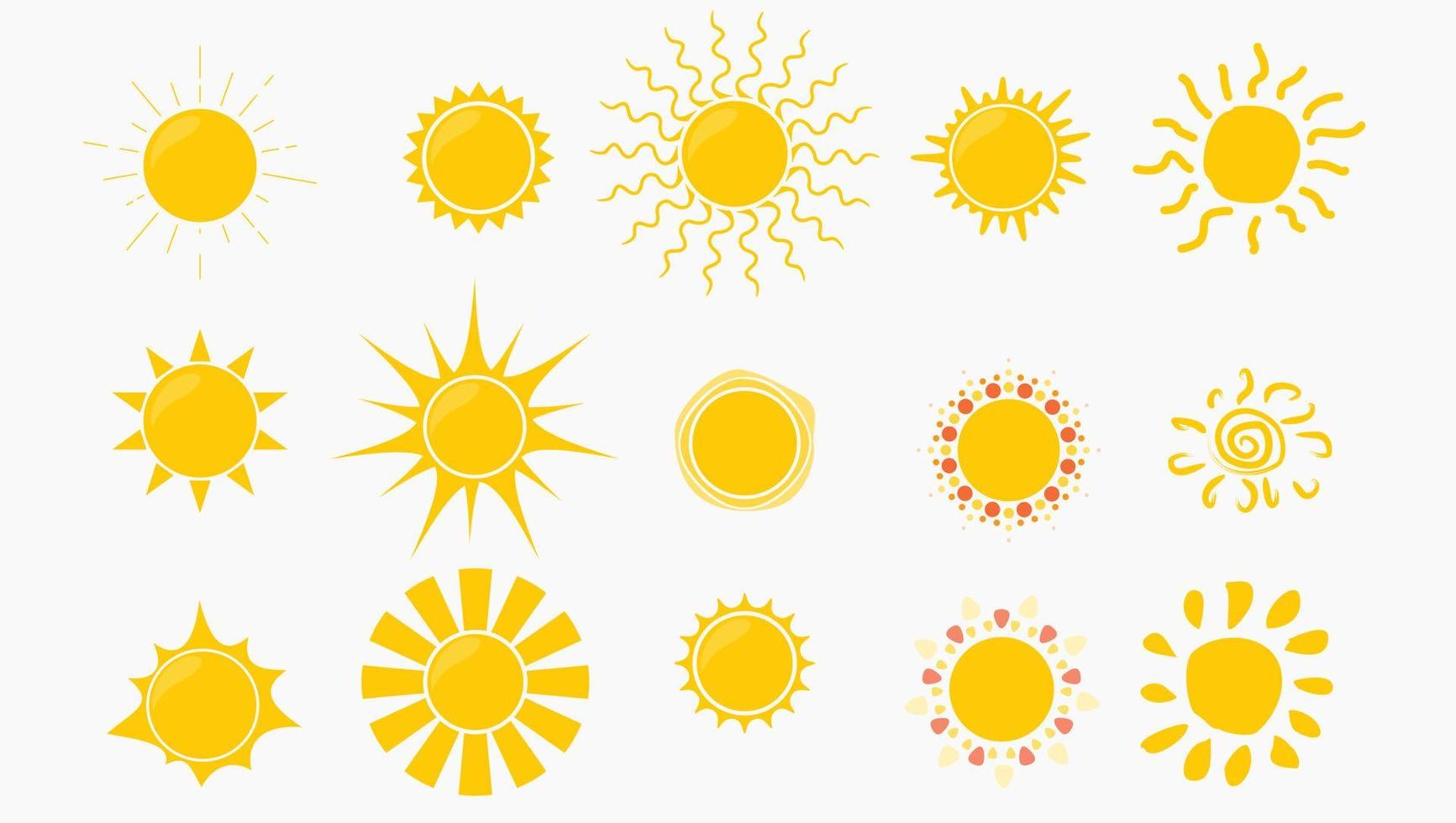 set suns colored icon collection vector illustration EPS10