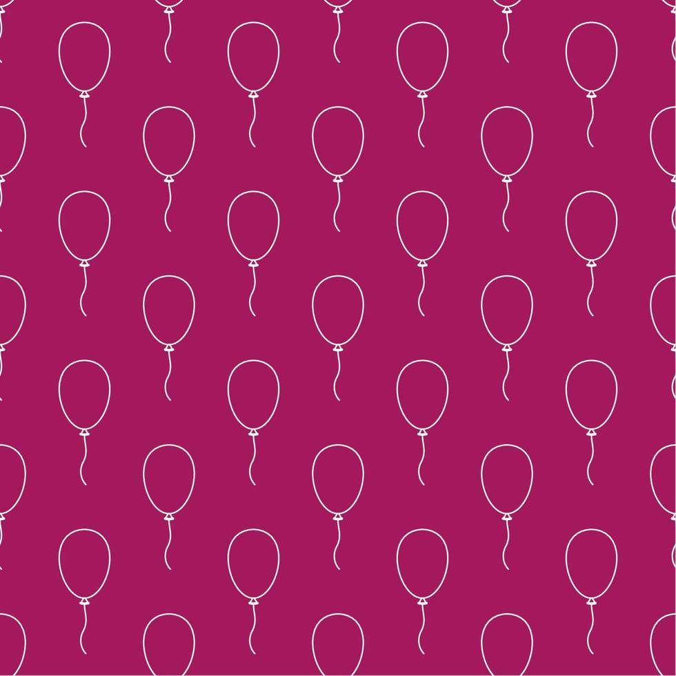 Seamless pattern with white line art balloons for baby shower. For fabric, kids, postcards vector