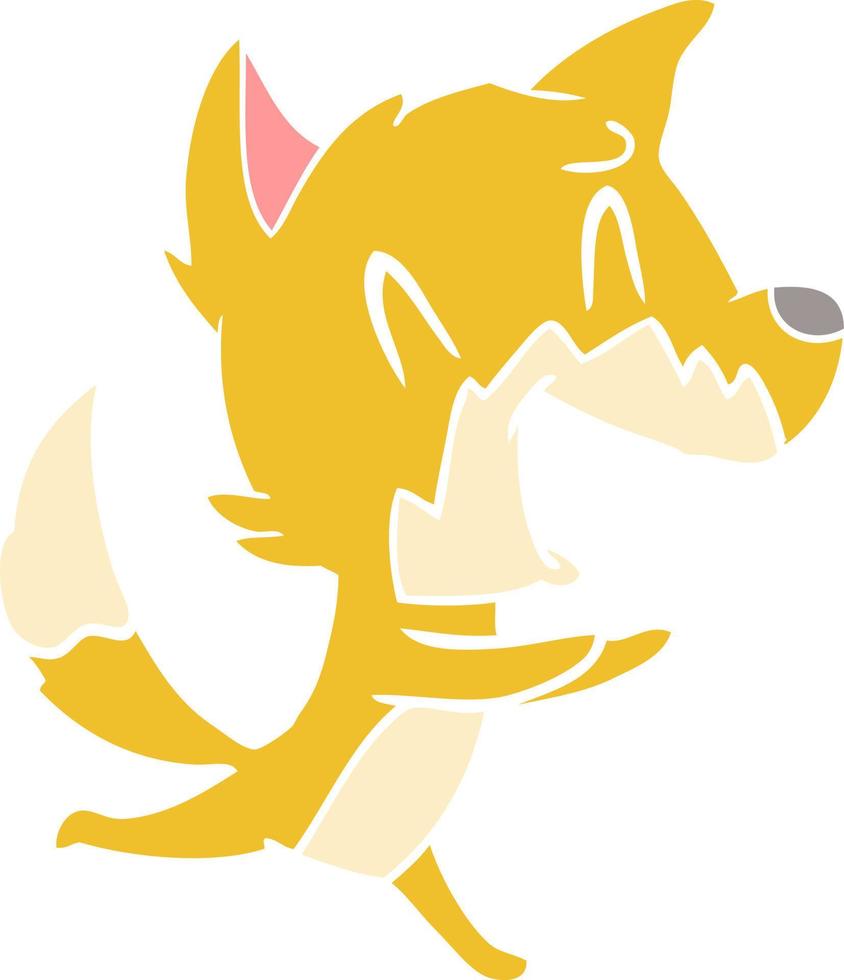 laughing fox running away vector