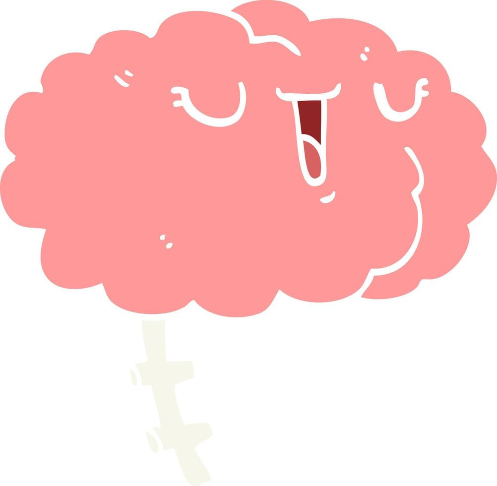 happy flat color style cartoon brain vector