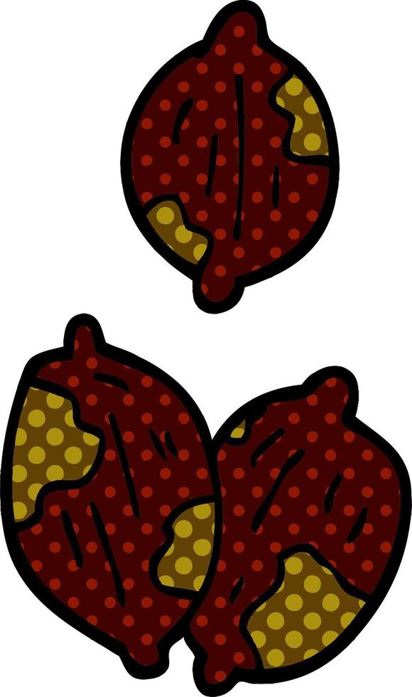 cartoon doodle nuts in shells vector
