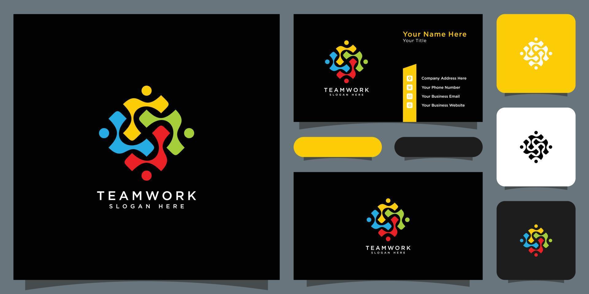 teamwork people community logo design vector